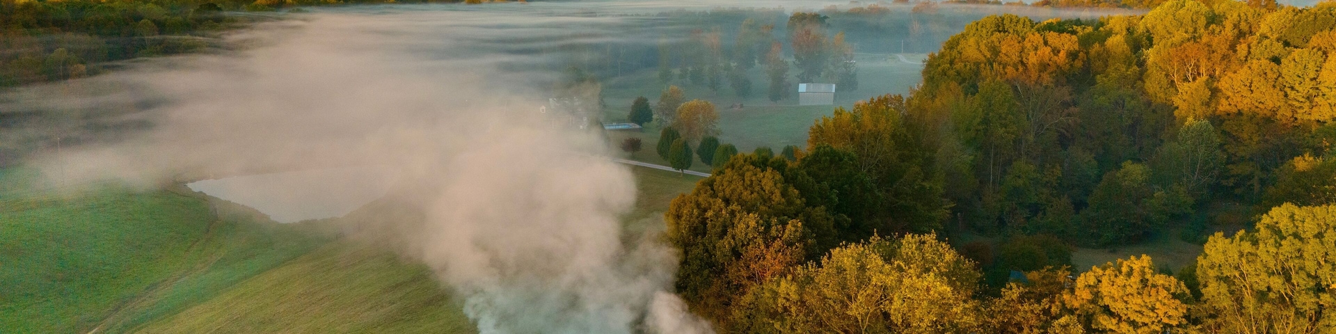 Smoking Tobacco Barn in Fall