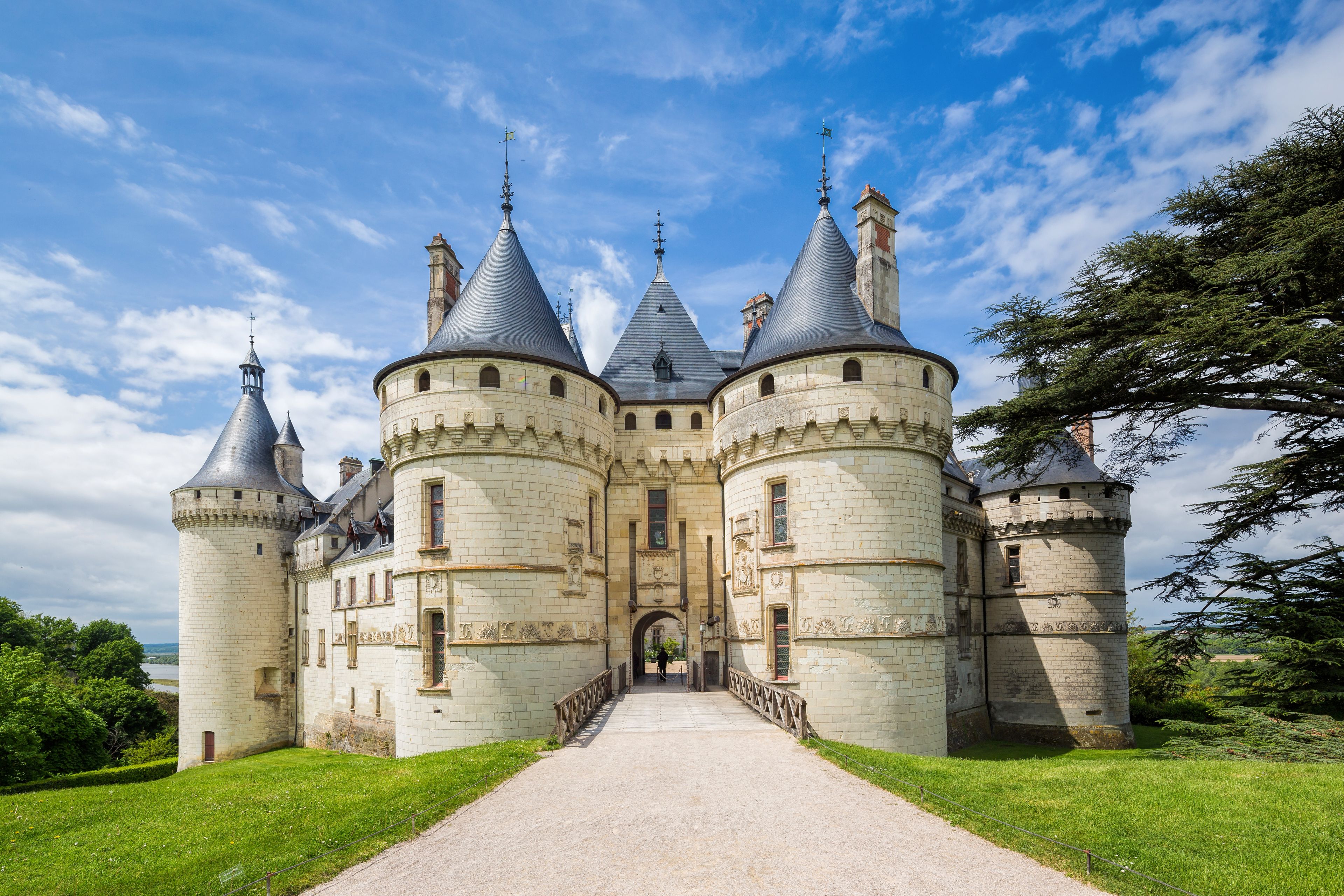 A large castle with multiple towers and a central entrance.