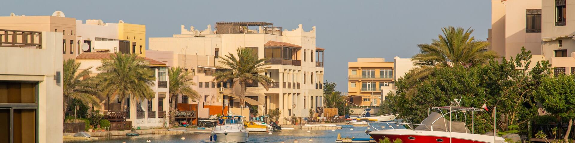 Amwaj Islands which includes a river or creek and a bay or harbor