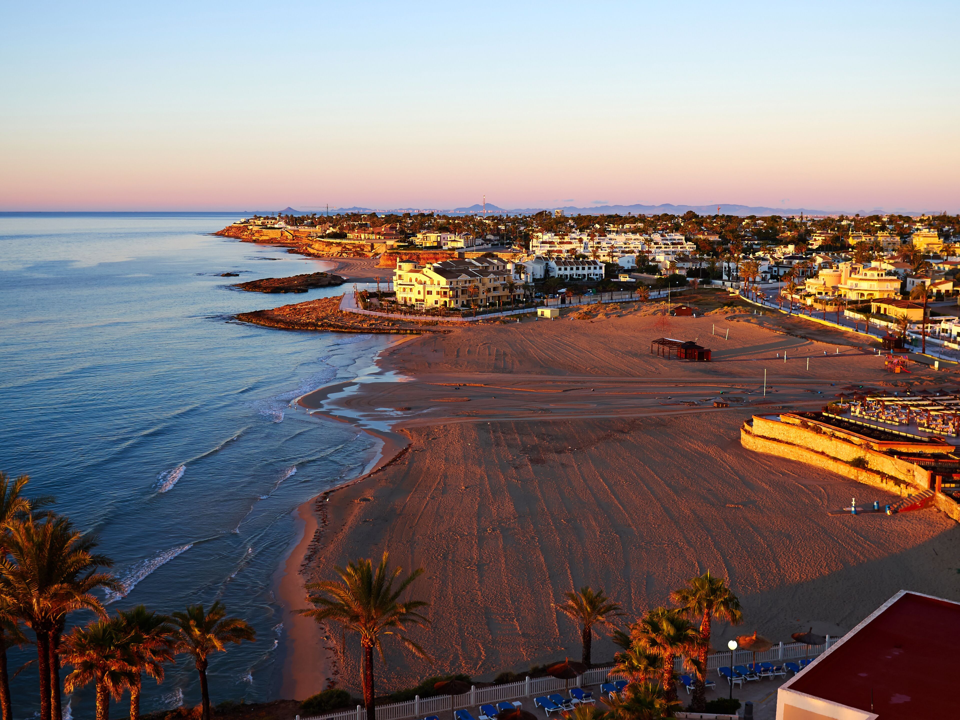 Popular summer travel destination La Zenia Beach Orihuela Costa Spain