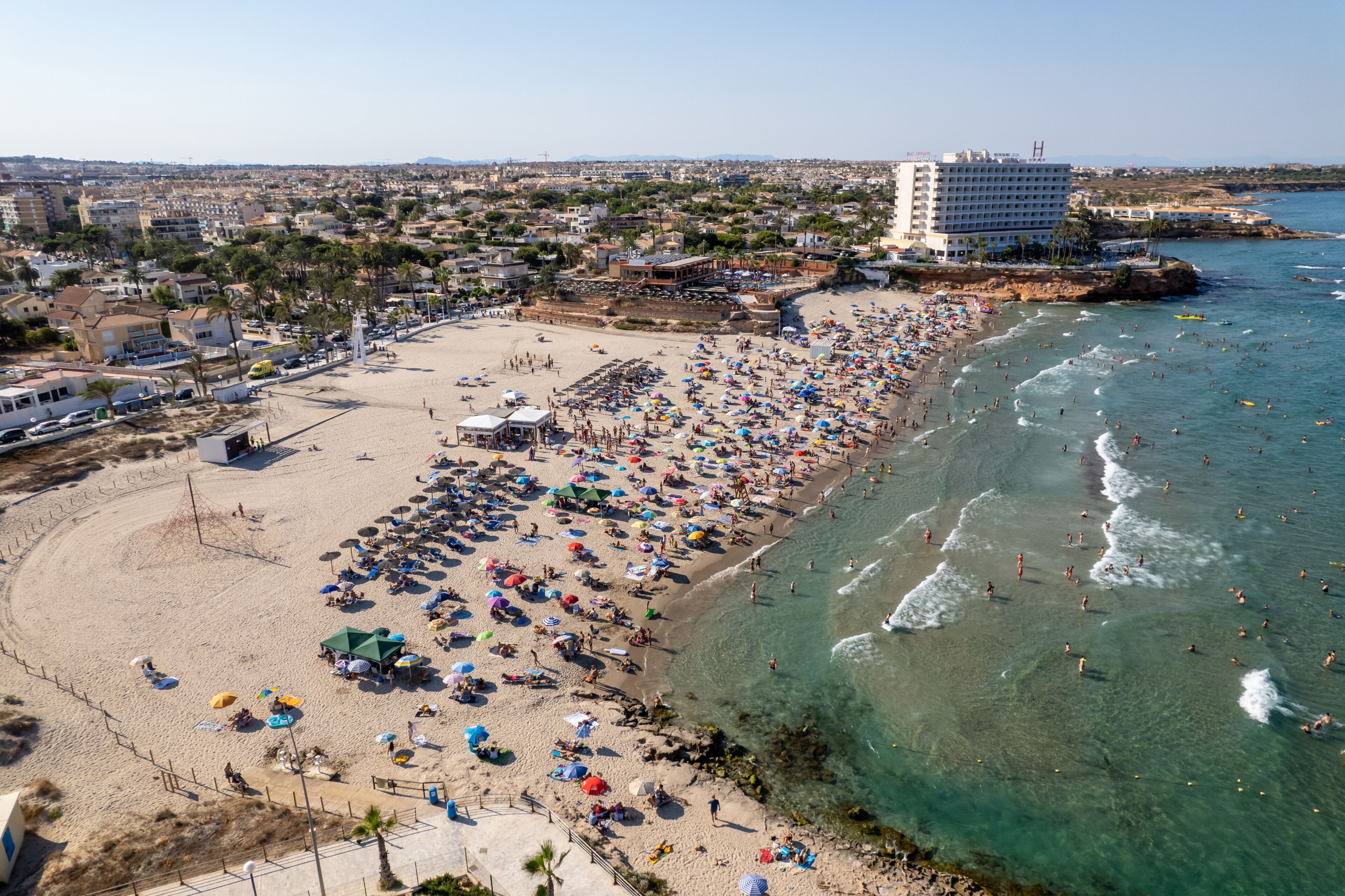 Aerial view of La Zenia, Orihuela during sunny summer day. Costa Blanca. Spain. Travel and tourism concept.