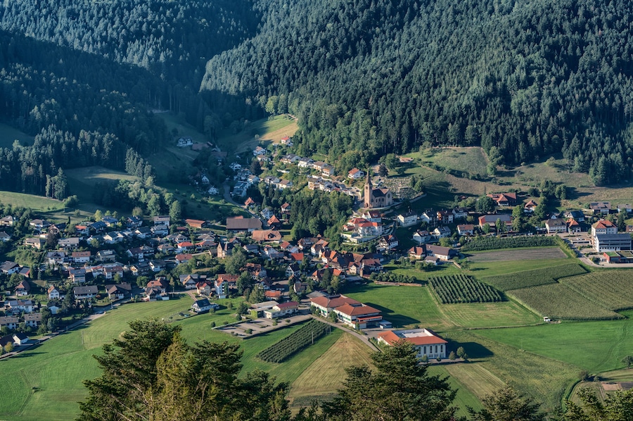 Aerial view of Fischerbach in the Black Forest, Germany
