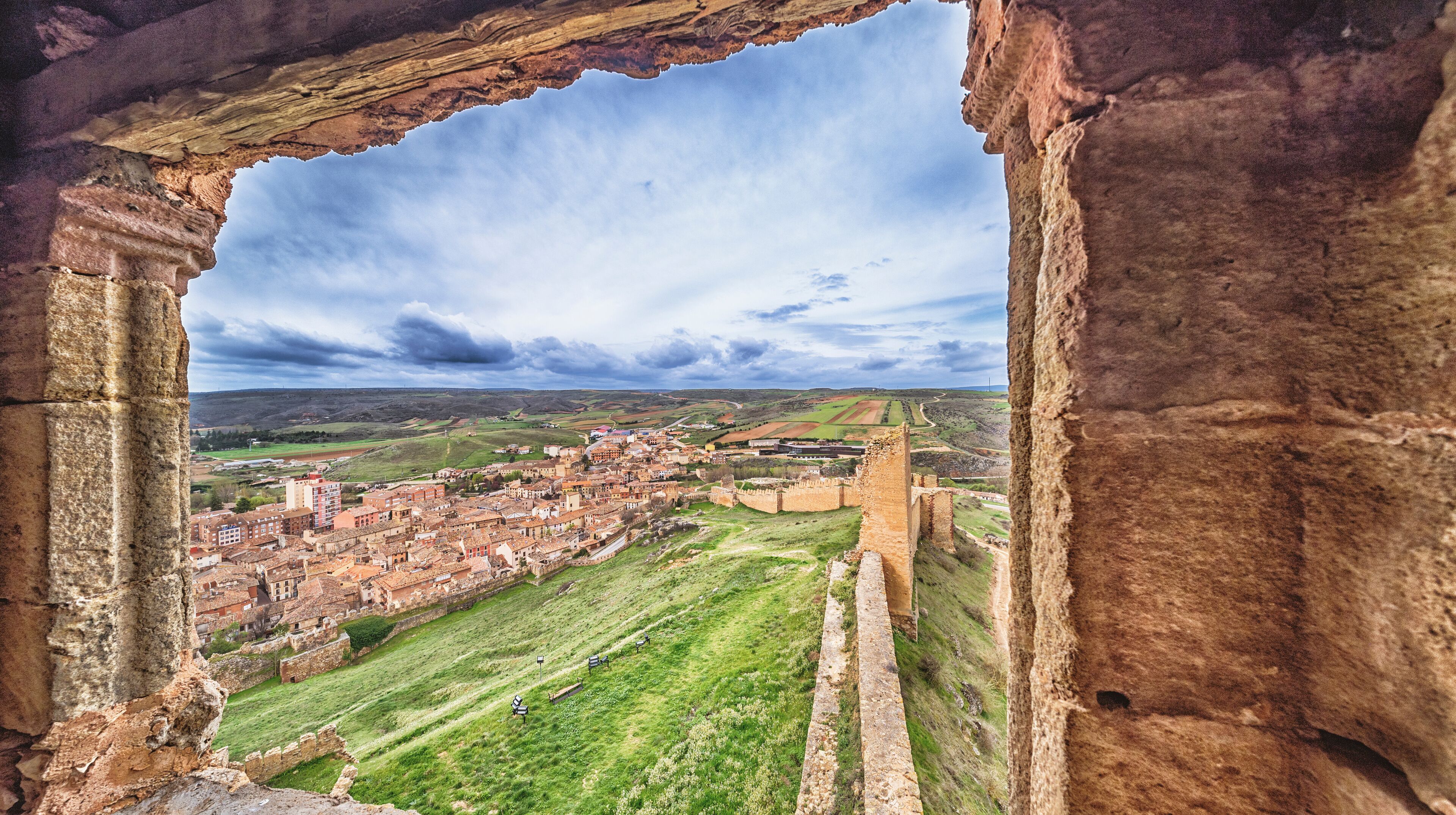 Town Panoramic View from the Castle, Molina de Aragón, Guadalajara, Castilla La Mancha, Spain, Europe