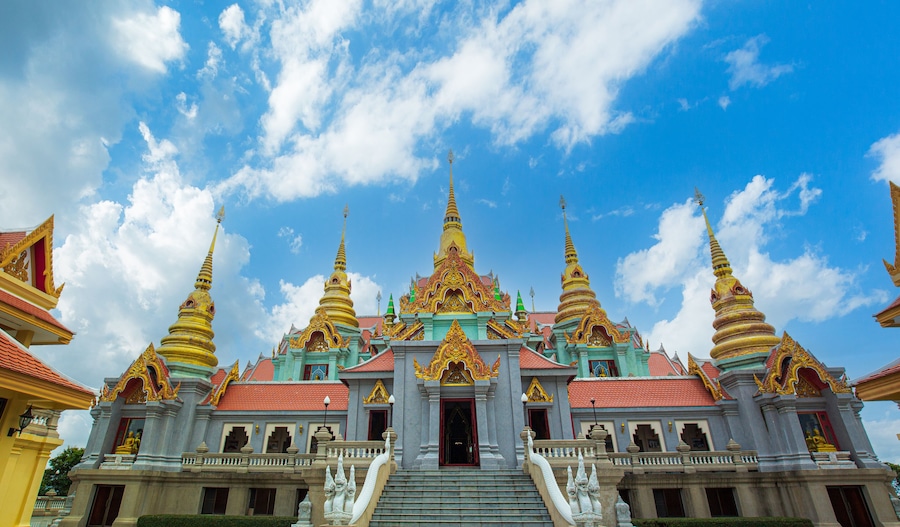 Chedi Phakdi Prachak, Prachuap Khiri Khan, Thailand,Wat Thang Sai See Phra Maha Chedi Kao Yot Beauty on the top of Pak Thong Chai mountain Prachuap Khiri Khan.