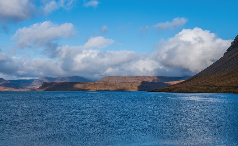 Arnarfjordur, Arnars fjord, Bildudalur, Iceland. Sunny day in september 2019