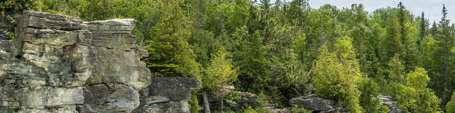 The Indian Head Cove in The Bruce Peninsula National Park, Ontario, Canada near The Grotto, Bruce trail, Georgian Bay Trail and Cyprus lake at Tobermory tourist attractions. Canadian staycation.