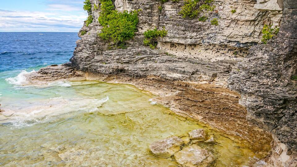 The Indian Head Cove in The Bruce Peninsula National Park, Ontario, Canada. Near The Grotto and Bruce trail. Georgian Bay at Tobermory. Canadian staycation.