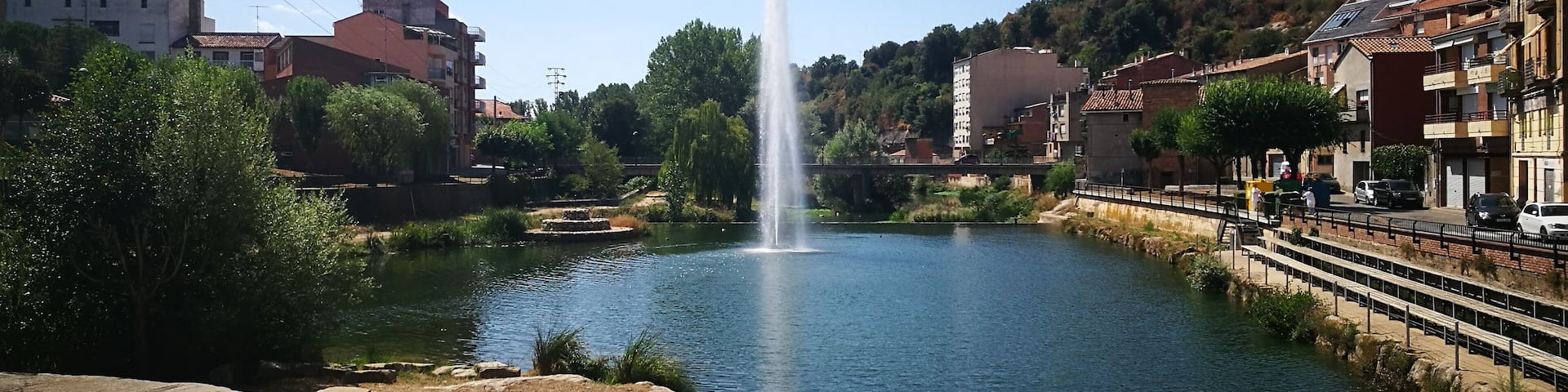 brollador de Gironella des del centre del Pont Vell