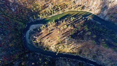 Bend in a river in a deep Idaho canyon