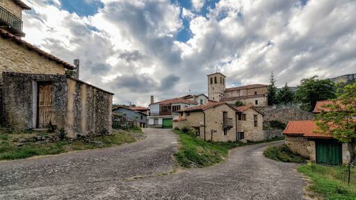A view of a lonely village in Burgos, Spain, called Puentedey.