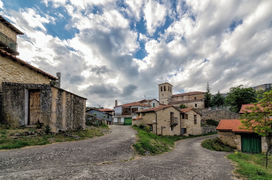 A view of a lonely village in Burgos, Spain, called Puentedey.