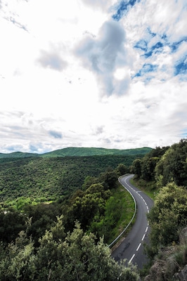 Vistes de la riera de Bianya des de la carretera que va al poble de Sant Salvador de Bianya.