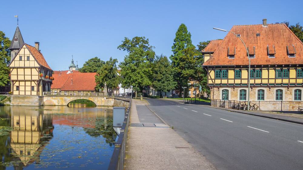 Panorama of the castle and watermill in Steinfurt