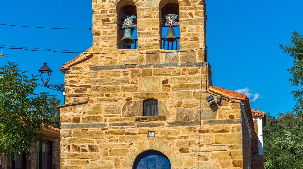 Santa Colomba de Somoza, Castilla y Leon / Spain - August 10, 2020: Main facade of Santa Colomba de Somoza Church