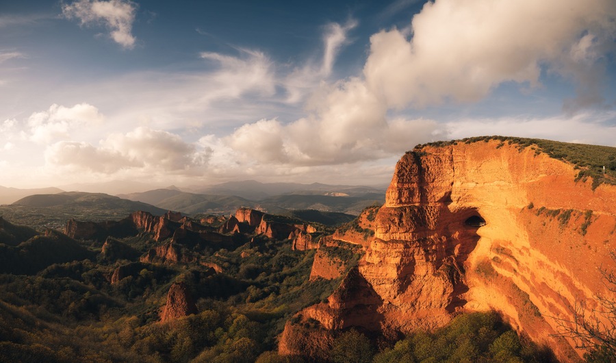 sunset over the Medulas in León, Spain