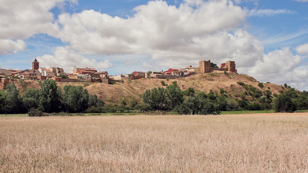The village of Valderas in the region of Tierra de Campos, Spain. This region of vast horizons and fields of cereal crops extends across four provinces in central and northwestern Spain.
