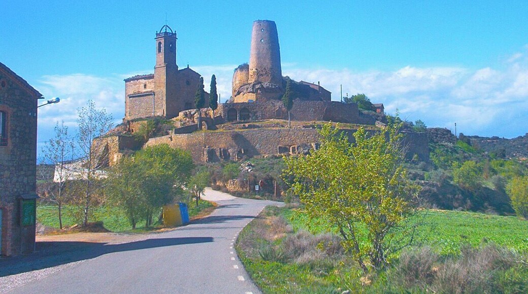 Vista de Lloberola amb l'església i el castell
