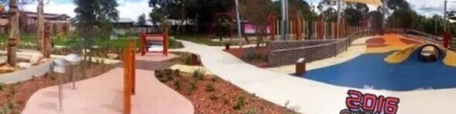 Lovely place to take your little one to go. Music tool, sand pit, slide fox, swing etc. also have fence then you don't have to worry about your little one will run away. You can have a birthday party , BBQ there, there will be a great place to be.