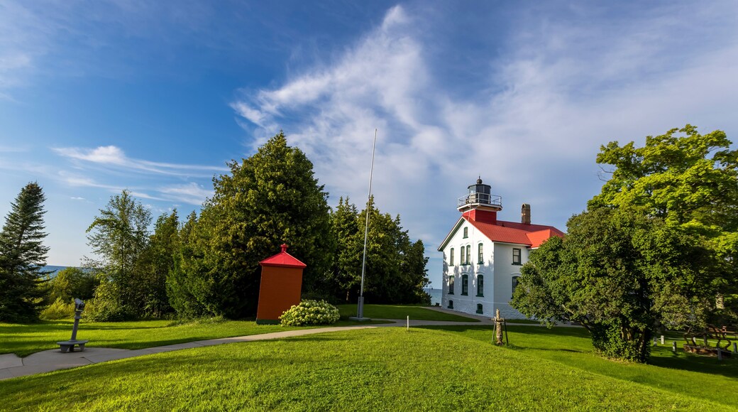 Historic Grand Traverse lighthouse in Leelanau peninsula, Michigan