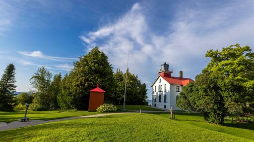 Historic Grand Traverse lighthouse in Leelanau peninsula, Michigan