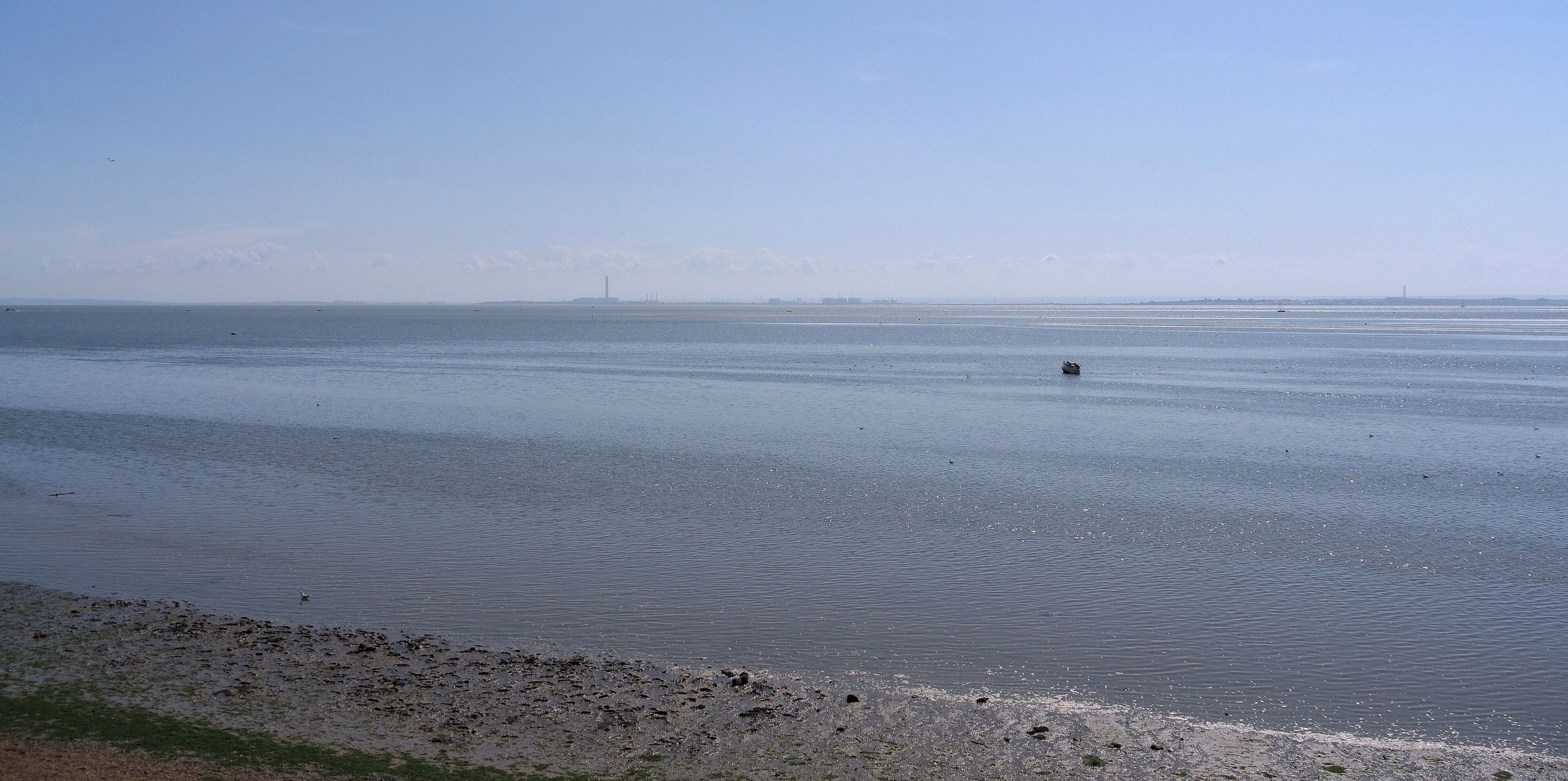 Looking south across the Thames Estuary from Chalkwell railway station in Southend-on-Sea.