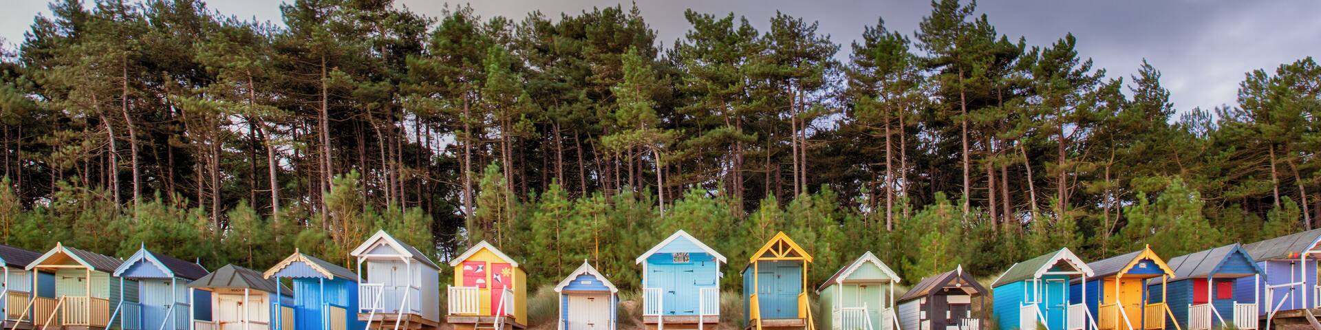 Beach hut row on the Norfolk coast