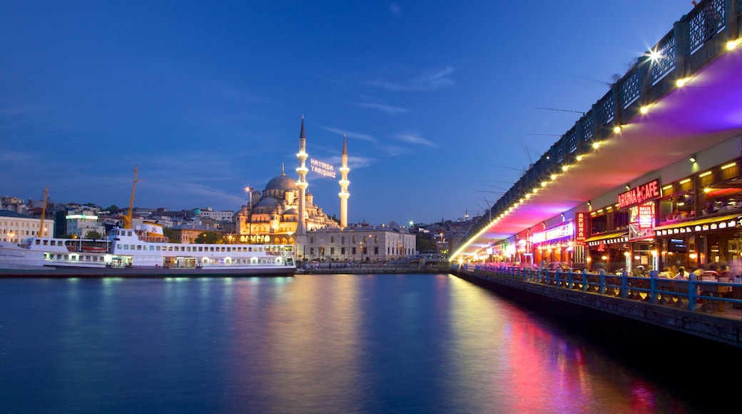 Turkey which includes café scenes, a bridge and night scenes