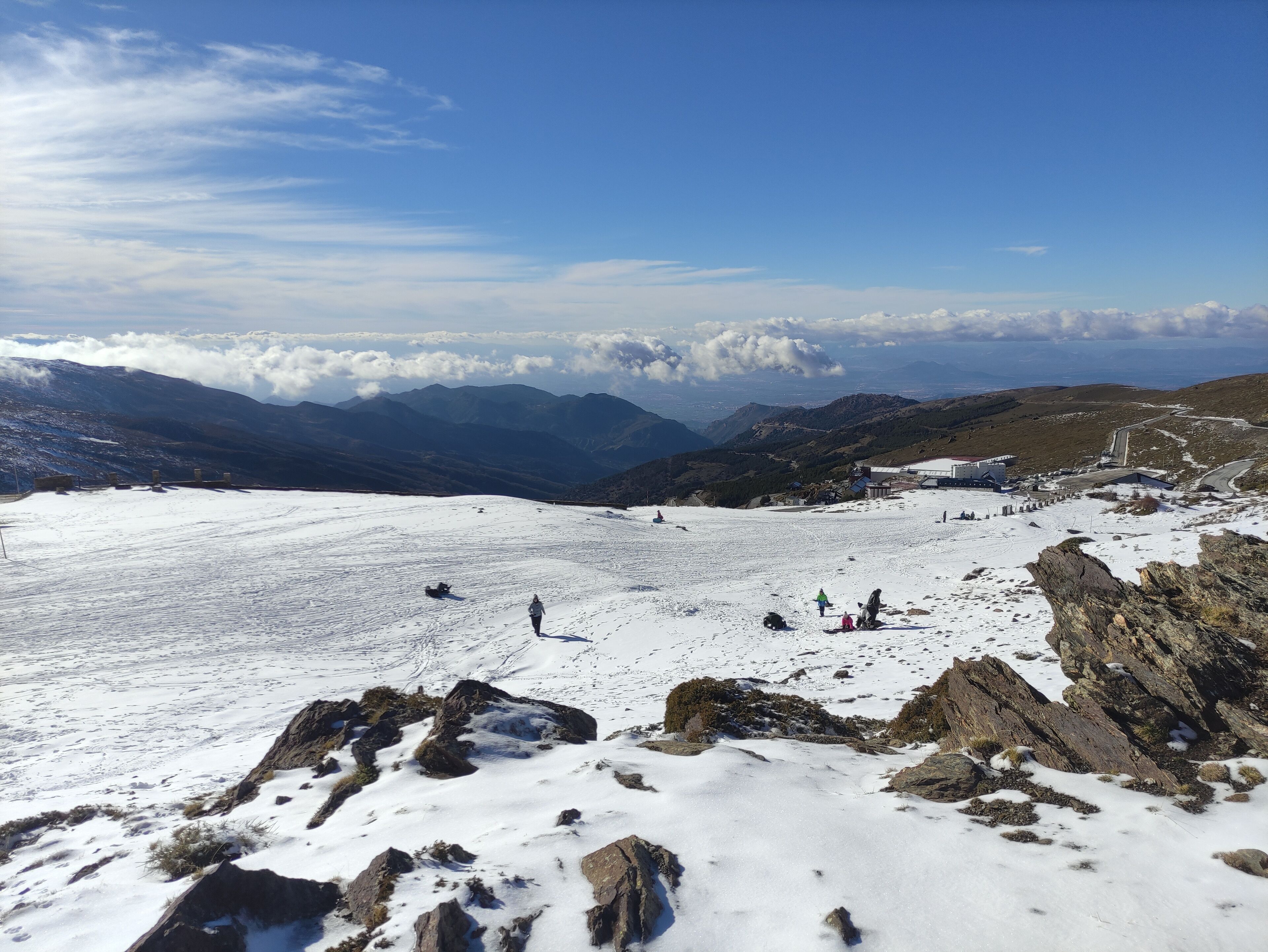 Snowy mountain in Spain, Sierra Nevada, Hoya de la Mora