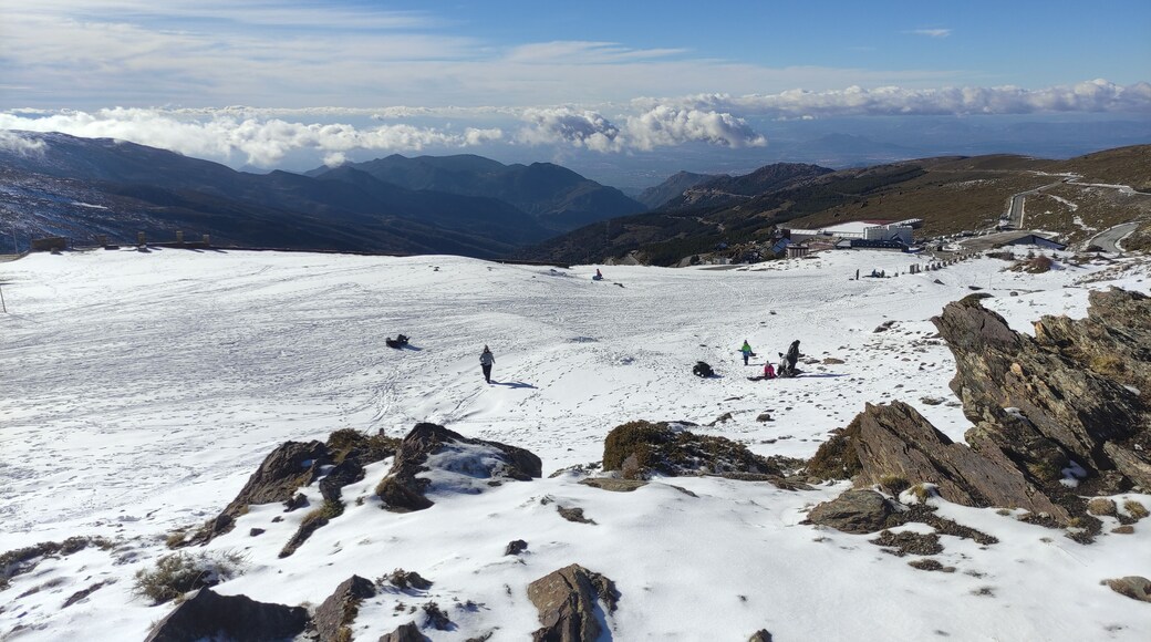 Snowy mountain in Spain, Sierra Nevada, Hoya de la Mora