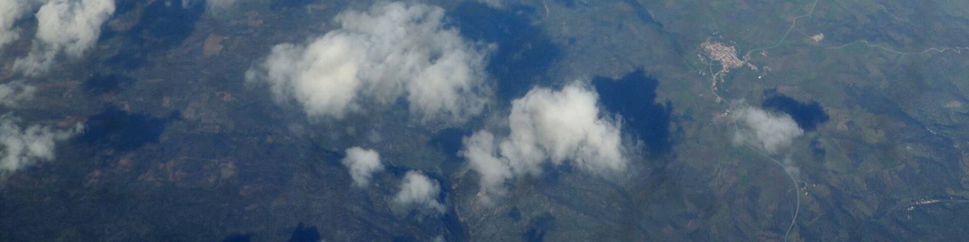Spain, Aerial view overhead of La Redonda (Salamanca, Castile and LeĂłn).