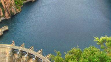 The Aldeadávila Dam, between Spain and Portugal. Watermark has been removed using the GIMP resynthesizer plugin (smart remove).