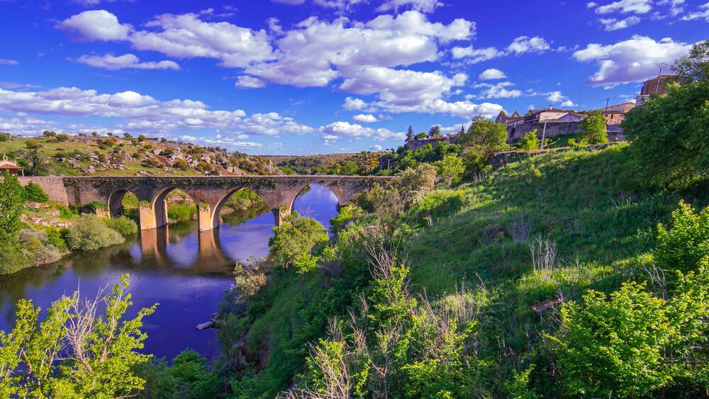 15th Century Old Bridge, Tormes River, Ledesma, Salamanca, Castilla y León, Spain, Europe