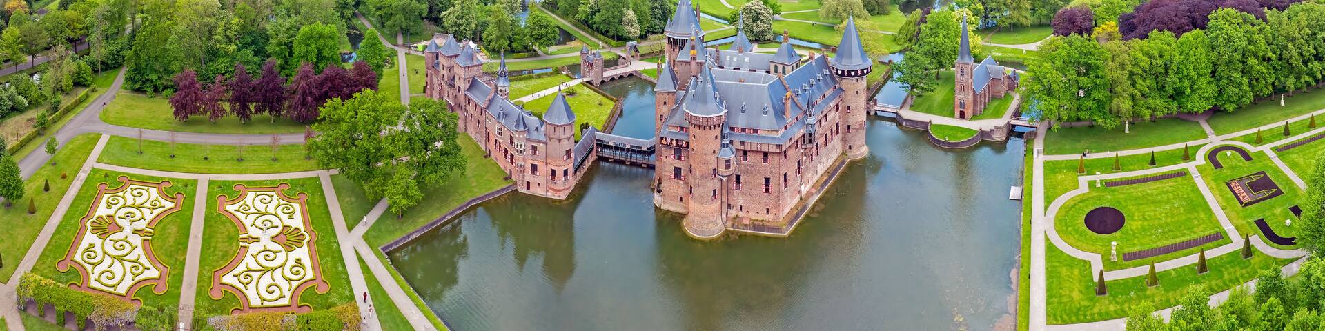 Aerial panorama from castle De Haar in Haarzuilens the Netherlands