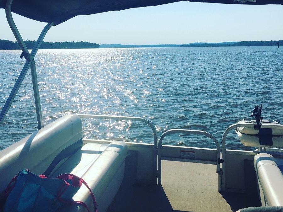 Hanging on our Party Barge