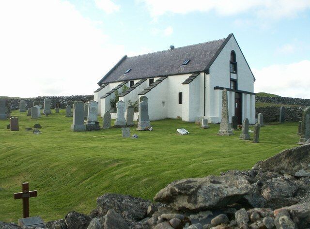 Lunna Kirk Built by the fourth laird of Lunna in 1753 on the site of possibly an earlier chapel.
