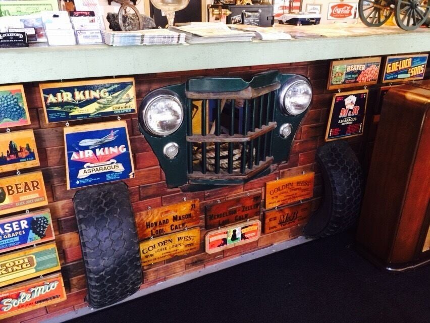 A jeep stuck in the counter of the local pawn shop!