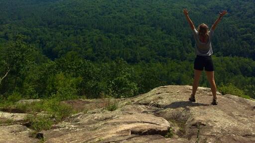 #TakeaHike right up the Jessie Gerard trail in Barkhamsted, CT! It's mostly uphill but a fairly short hike. There's a beautiful stream halfway up as well that spills over into an awesome waterfall. There is one switchback turn that you want to go left on the blue/yellow trail instead of continuing on the solid blue trail but other than that it's very straight forward. You could make it more adventurous on the way up or down and do the waterfall trail which is a bit more work. When you get to the top it's stunning vistas for a far as you can see. You can even see the Farmington River winding its way through the trees below. It's my happy place. I spend lots of time meditating up here in all of the seasons. ❤️