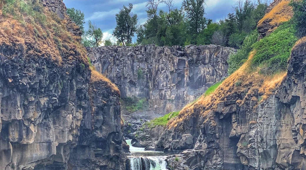 Waterfall flowing into the deschutes river in central Oregon! #oregon #passionpassport #travel #adventure #river #rust #pnw