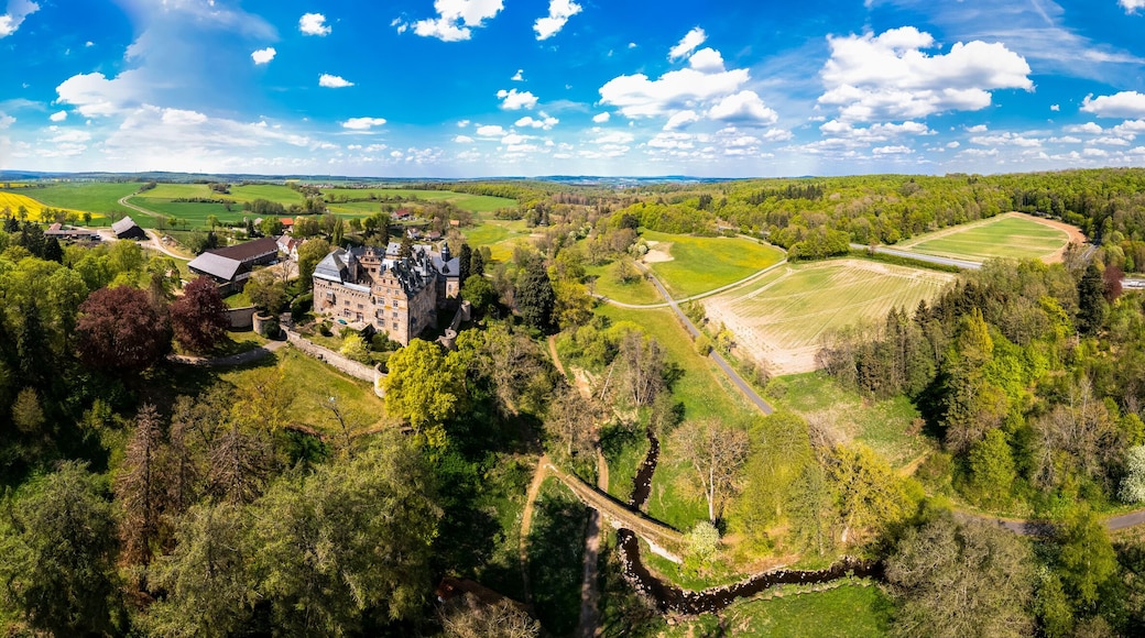 Medieval Schloss Eisenbach on sunny day, Lauterbach, Hessen, Germany