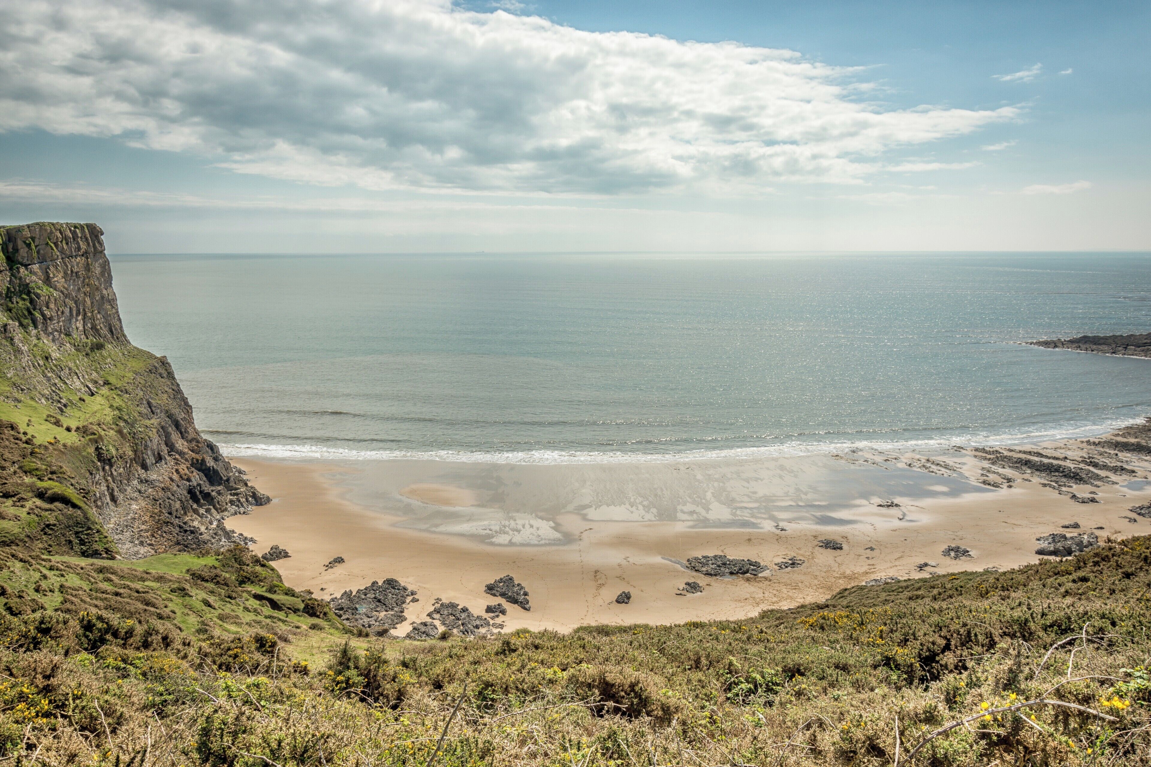Fall Bay situated on the South Gower Coast near Rhossili. The beautiful and unspoilt South Gower Coast as seen from the coastal path, well worth a walk if your in the Swansea, South Wales area.  