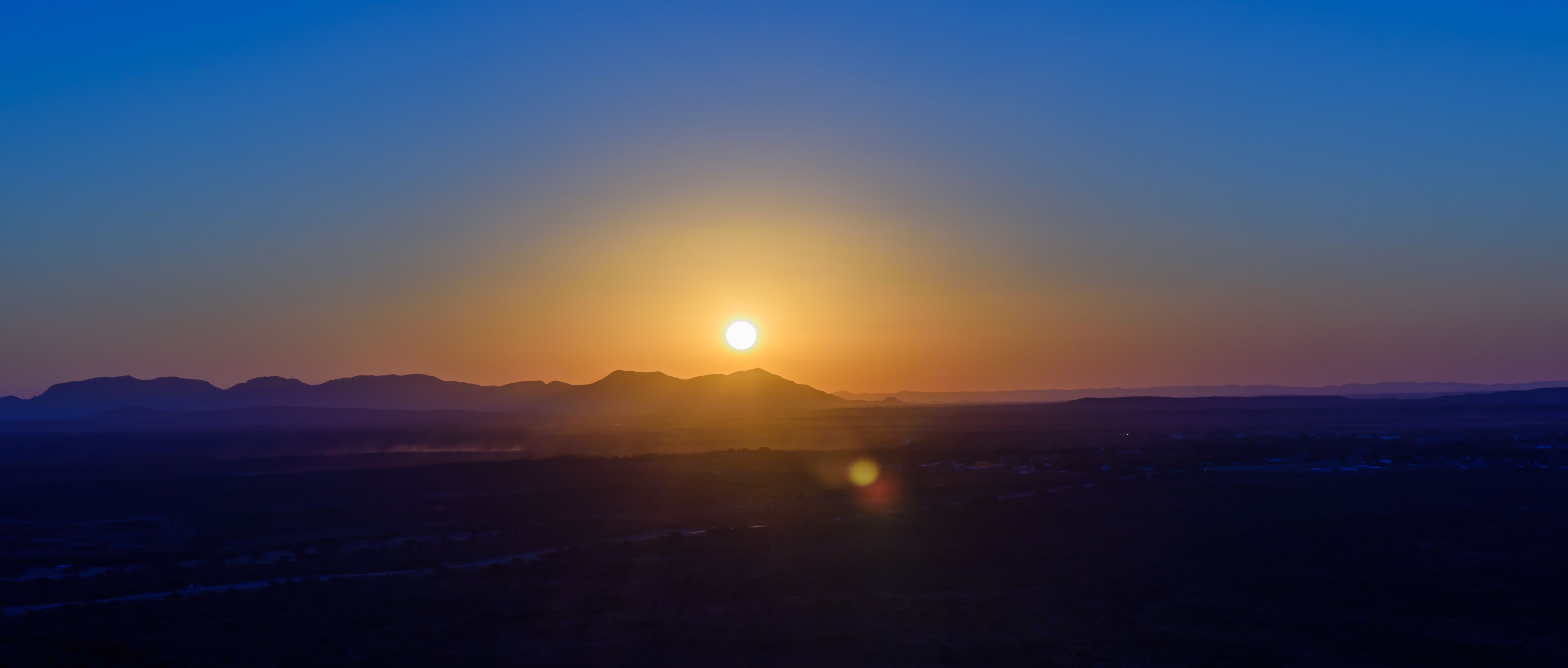 Sunset from a mountain at Otjiwarongo, looking towards Outjo, Namibia