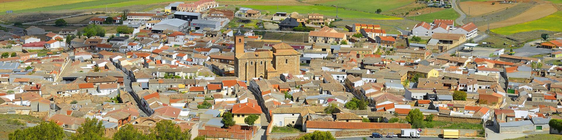 Fruit orchards around the village of Almonacid de Toledo. Almonacid de Toledo is a municipality located in the province of Toledo, Castile-La Mancha, Spain.