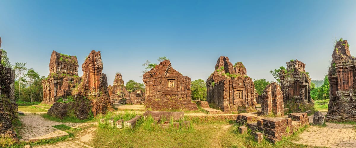 Panorama of the ancient My Son temple complex, Quang Nam province, Vietnam