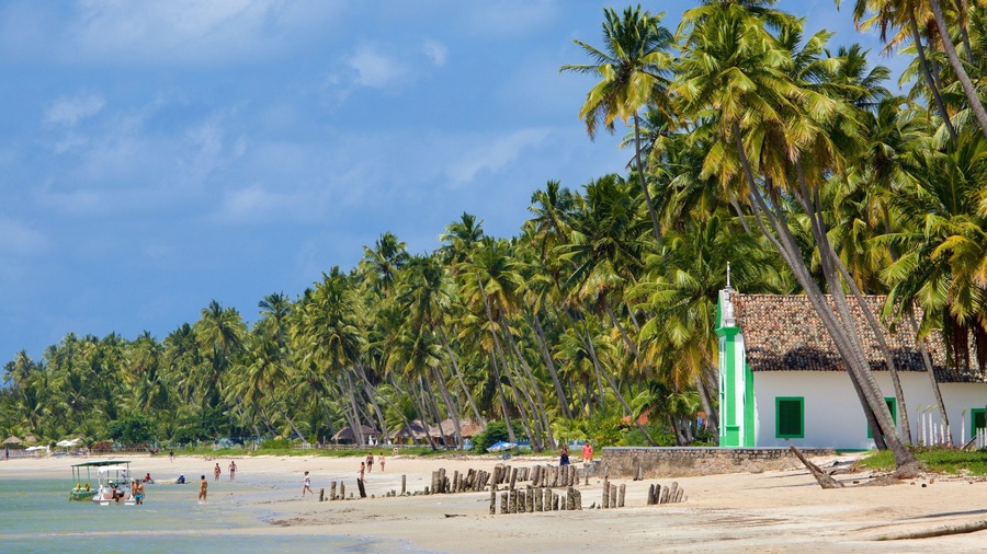Tamandare which includes general coastal views, a church or cathedral and a beach