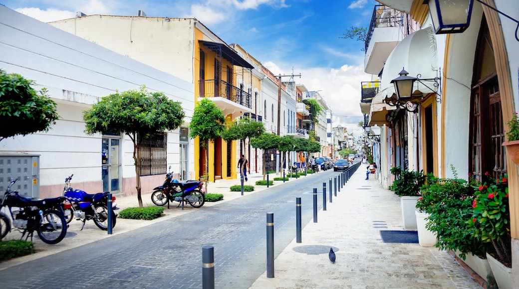 narrow clean streets of the Caribbean tourist mecca Santo Domingo