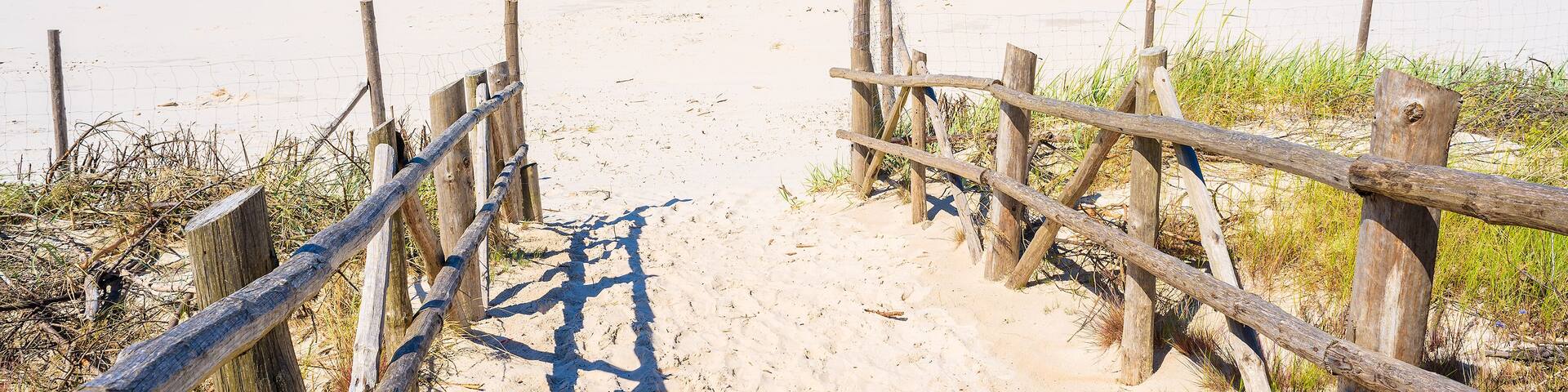 Entrance to sandy Debki beach on coast of Baltic Sea, Poland; Shutterstock ID 474444178