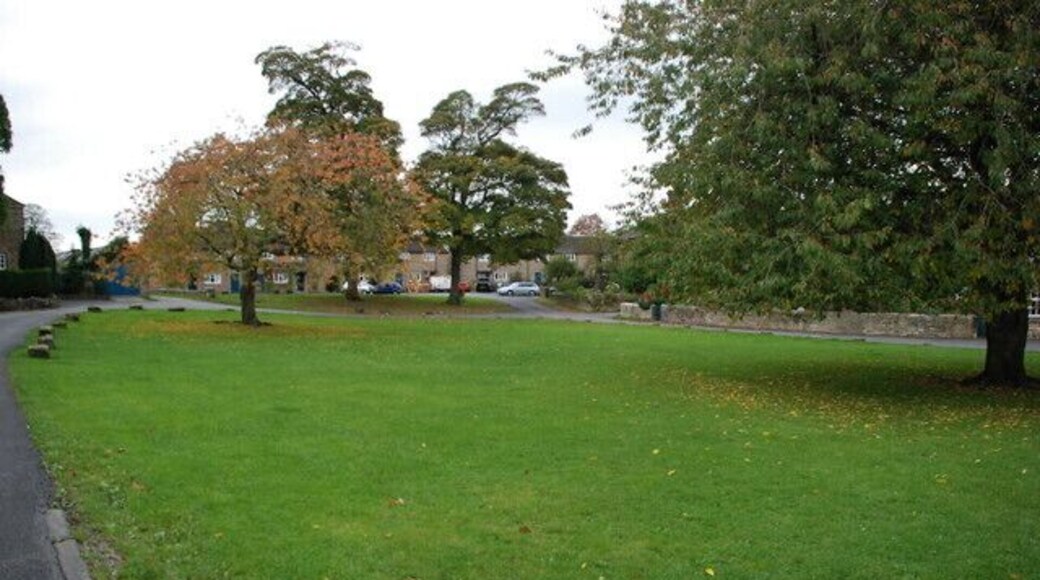 The village green Pilsley In the centre of the village and next to the village school.