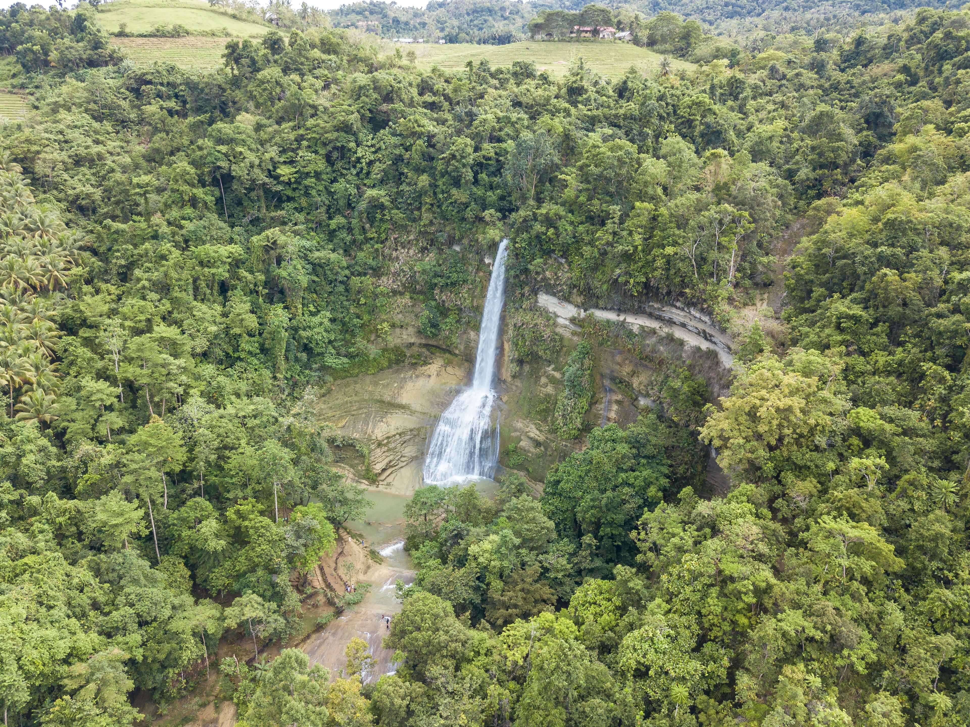 Aerial of Can-Umantad Falls in Candijay, Bohol