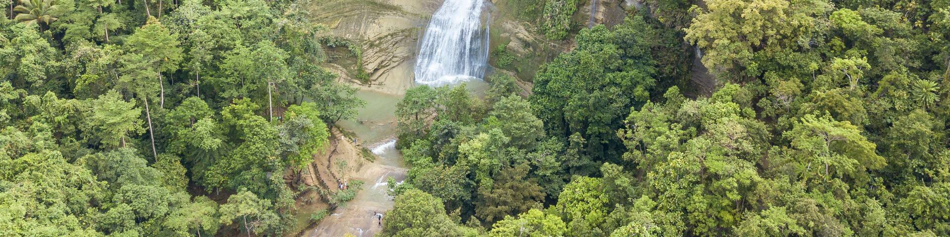 Aerial of Can-Umantad Falls in Candijay, Bohol