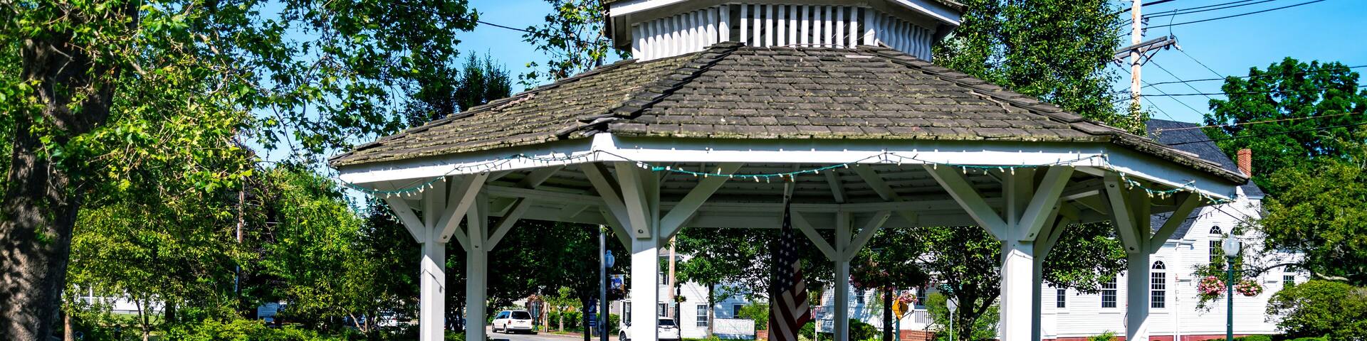 The old and historical town Gazebo in Amesbury, Massachusetts